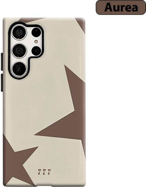 Neutral Star & 777 Muster Handyhülle für Samsung Galaxy S25 Ultra, S24 und S23 Ultra Plus in Beige, stoßfeste Doppelschicht robuste Rückabdeckung - Bild 1