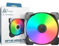 Montech HP140 ARGB PWM Gehäuselüfter, Schwarz, B/T/H: 14 x 14 x 2,5 cm, Multicolour - Bild 1