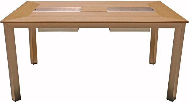 DELUKE Gartentisch FINJA in Champagner mit 2 Eisbehältern aus Kunststoff und Aluminium, B/T/H: 150 x 90 x 75 cm - Bild 1