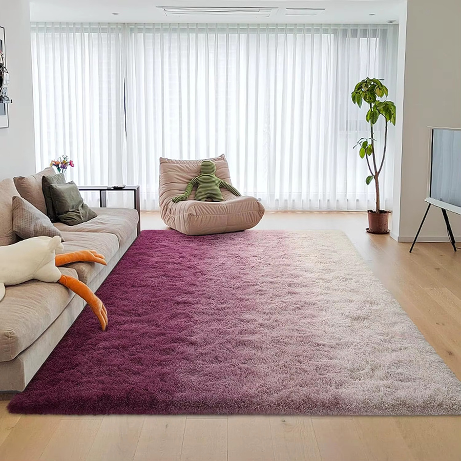 Vikama Seidenteppich mit Farbverlauf in Lila für Wohnzimmer und Schlafzimmer, pflegeleicht und schmutzabweisend, Rechteckig, B: 160 cm, T: 80 cm - Bild 1
