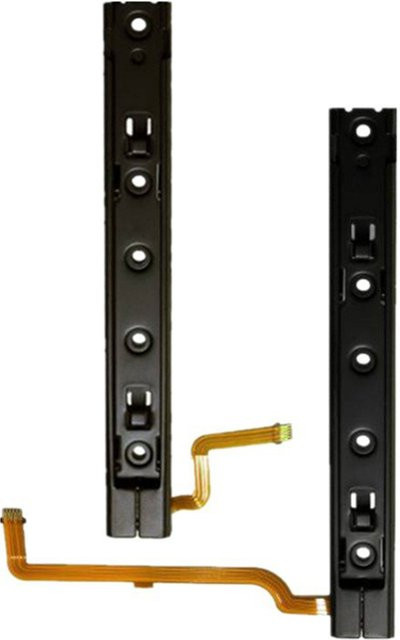 JTZTF Ersatzteil Set für Nintendo Switch JoyCon: Gleitschiene mit Flexkabel und Metallführungsschiene für Schalter in Schwarz - Bild 1