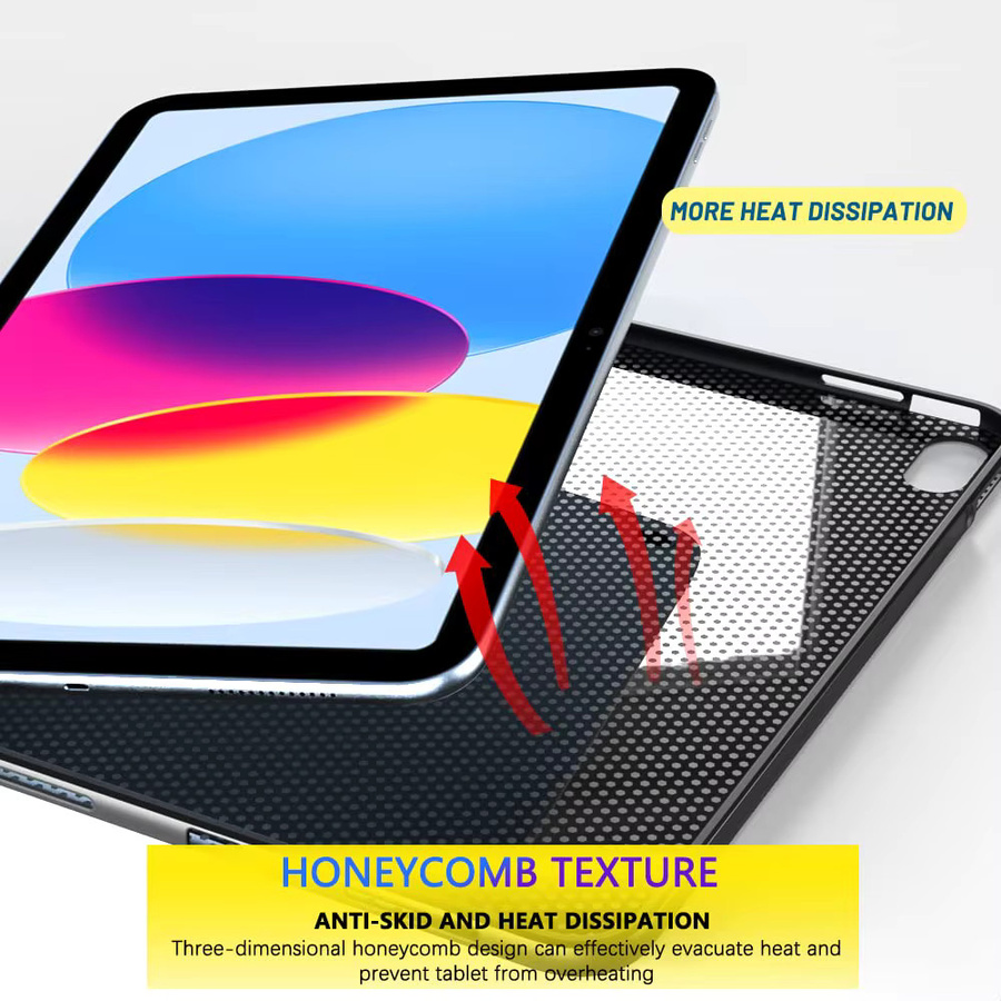 Schwarze Silikon-Schutzhülle mit Wabendesign für iPad Mini, Air und Pro von tzion - Bild 4