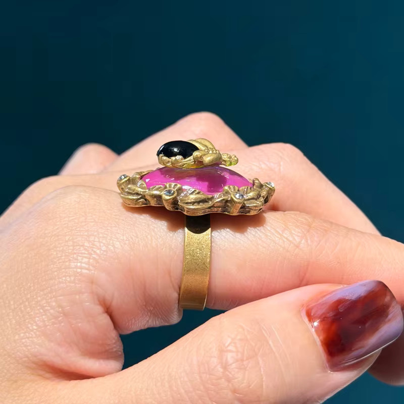 Icareu Ring, Bienen-Opal-Design, Messing, Gold, Kristall, Damen - Bild 3