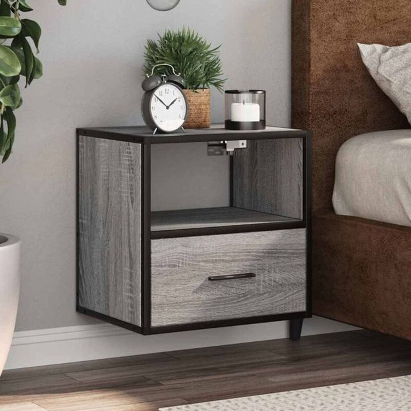 Wand-Nachttisch Vidaxl in Grau Sonoma im Industrial Design, B/T/H: 40 x 31 x 39,5 cm - Bild 1