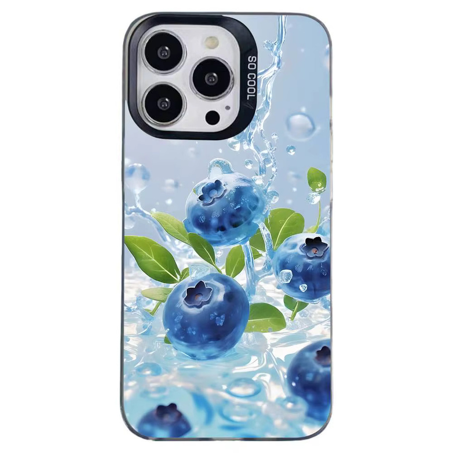 Stoßfeste Handyhülle mit Blaubeeren Motiv für iPhone 11 bis iPhone 17 Pro Max Plus in Silber - Bild 6