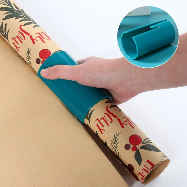 Tragbarer Mini Geschenkpapier Cutter in Türkis aus Kunststoff - Bild 1