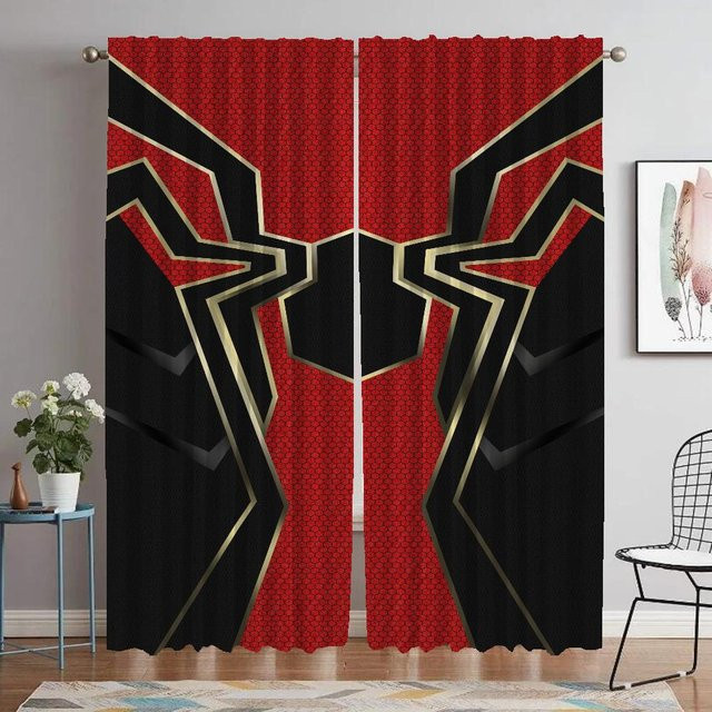 Lichtundurchlässige Spiderman Vorhänge für dein Wohnzimmer, 2 Paneele, Rot, B: 96 cm, H: 137 cm - Bild 1