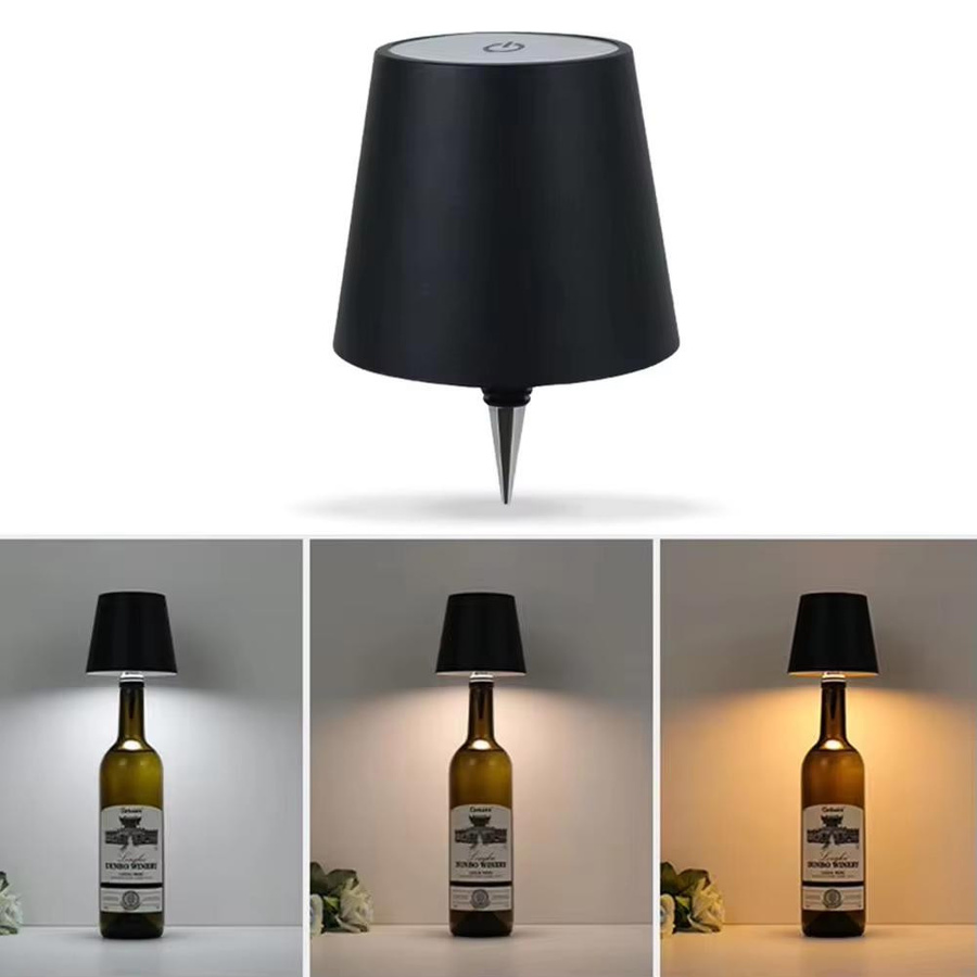 YJMP Super Lighting Kabellose LED-Weinflaschenlampe in Schwarz mit Touch-Steuerung, stufenlosem Dimmen und 3 Farbmodi als tragbare Tischlampe für Bar und Party-Dekor - Bild 6