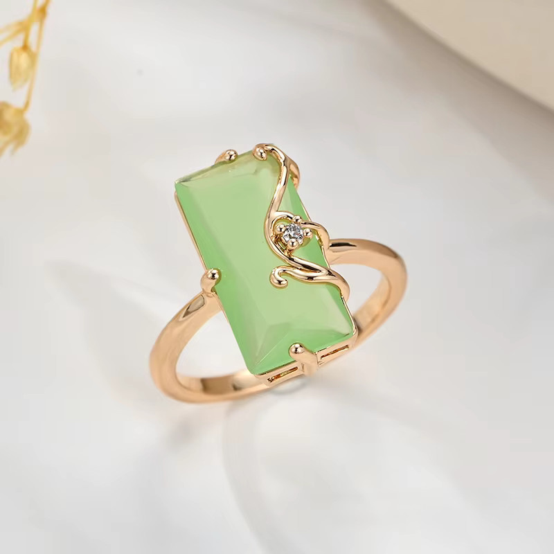 Wbmqda Ringe, 585 Roségold, nebelgrün, quadratisch, Damen - Bild 2