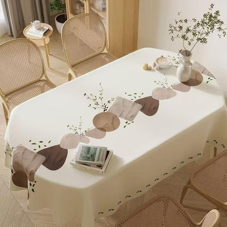 Wasserdichte und ölbeständige PVC Tischdecke von STOLZE ROSE in Weiß mit floralem Design, B/T: 140 x 220 cm