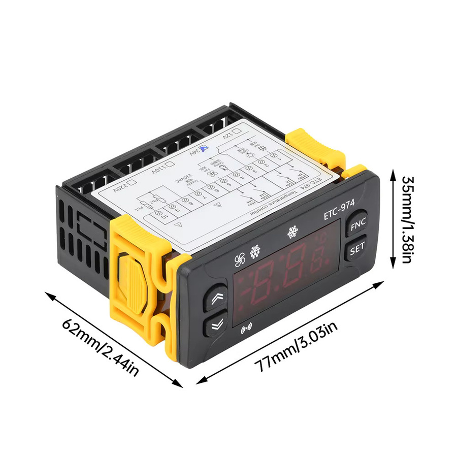 Gaqqee ETC-974 Intelligenter Digitalanzeige-Temperaturregler für Kompressor, Frost und Lüfter, DC12V/24V & AC110V/220V - Bild 2