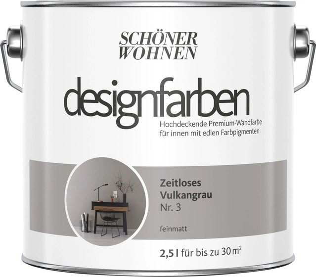 Schöner Wohnen Designfarben Wandfarbe Vulkangrau matt, 2,5 l - Bild 1