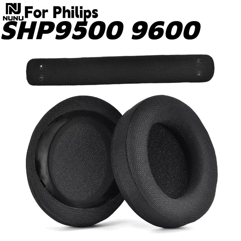 Ersatz-Ohrpolster aus Mesh-Memory-Schaum und Kopfbügelkissen für Philips SHP9500 SHP9600 Kopfhörer in Schwarz - Bild 2