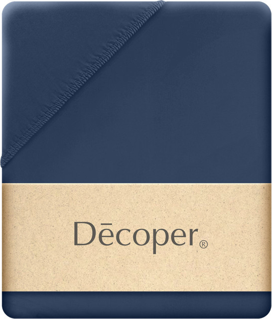 Decoper Mako-Feinjersey Spannbettlaken aus 100% Baumwolle, dunkelblau, B/L: 140-160 x 200 cm - Bild 1