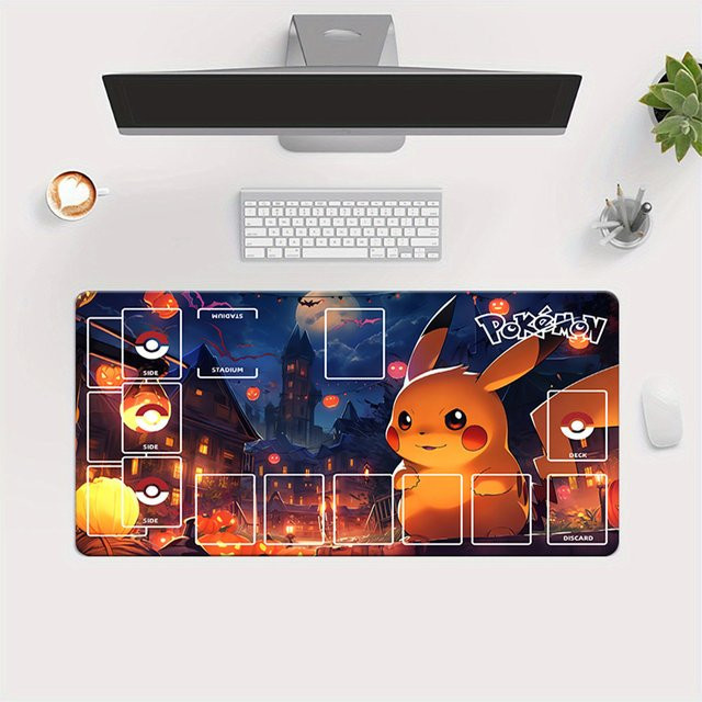 Potdemiel Pokemon TCG Spielmatte, Pikachu Halloween Gruselstadt-Design, Zubehör - Bild 1
