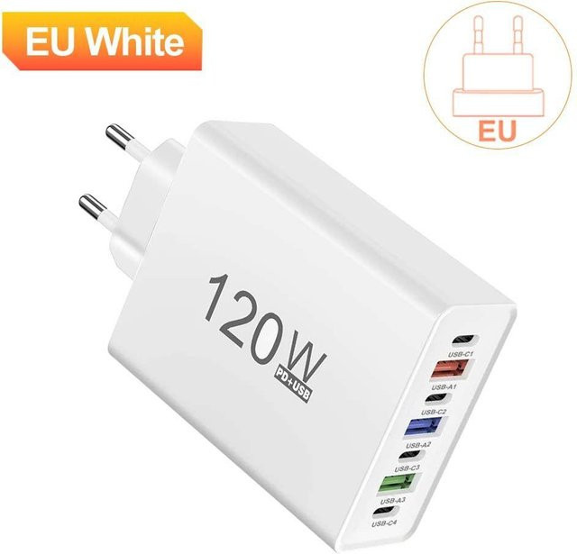Weißes 120W USB-C Schnellladegerät für dein Handy - Bild 1