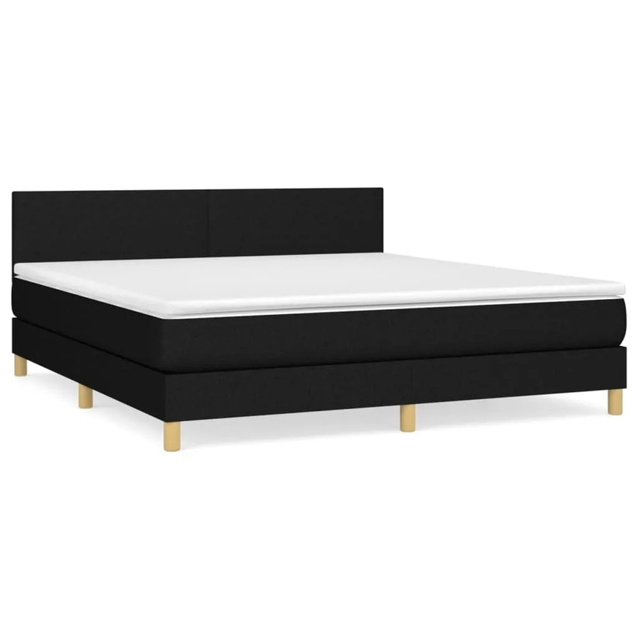 vidaXL Boxspringbett Hybrid mit Matratze Schwarz Stoff B/T/H: 160 x 200 x 203 cm - Bild 2