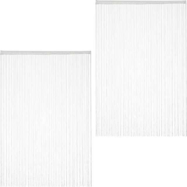 Relaxdays Fadenvorhang 2er Set aus Polyester in Weiß, transparent und kürzbar, B: 145 cm, H: 245 cm - Bild 1