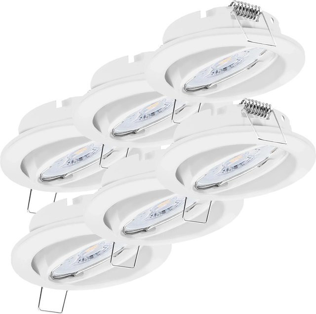Oktaplex 6er Set Dijon Deckeneinbaustrahler in Weiß, dimmbar, schwenkbar, inkl. LED Modul, 2700K Warmweiß, 370lm - Bild 1