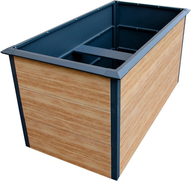 T&J Metall-Hochbeet Emmi in Holzdekor Braun, B/T/H: 150 x 75 x 77 cm - Bild 1