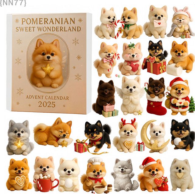 Sweet Wonderland Adventskalender 2025 für Hundeliebhaber mit Pomeranian-Motiv, Multicolor, 24 Tage - Bild 1