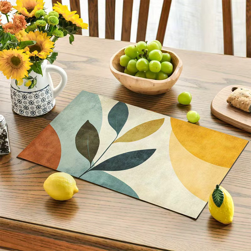 VIKAMA 4-teiliges Tischset-Set aus Leinen im nordischen Stil mit geometrischem Blumenmuster, Mehrfarbig, B/T: 45,0 x 30,0 cm - Bild 4