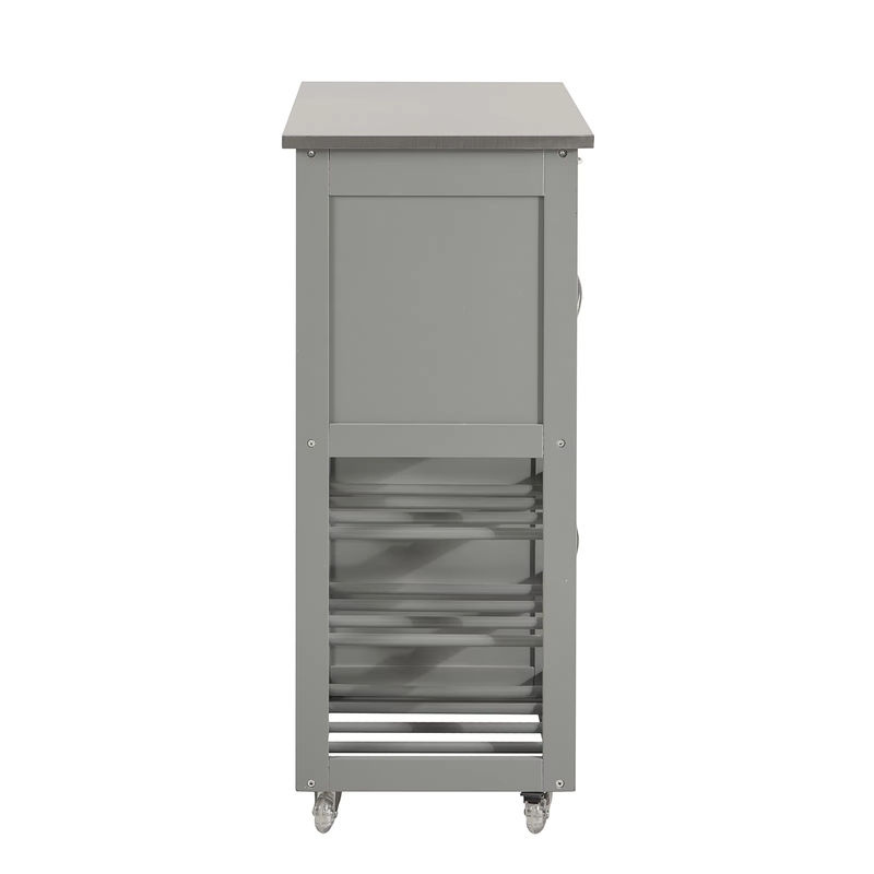 SoBuy Servierwagen FKW45 mit Flaschenablagen in Hellgrau, Rollbarer Küchenwagen aus Edelstahl und MDF für Küche, Wohnzimmer oder Esszimmer, B/T/H: 60 x 38 x 87 cm - Bild 2