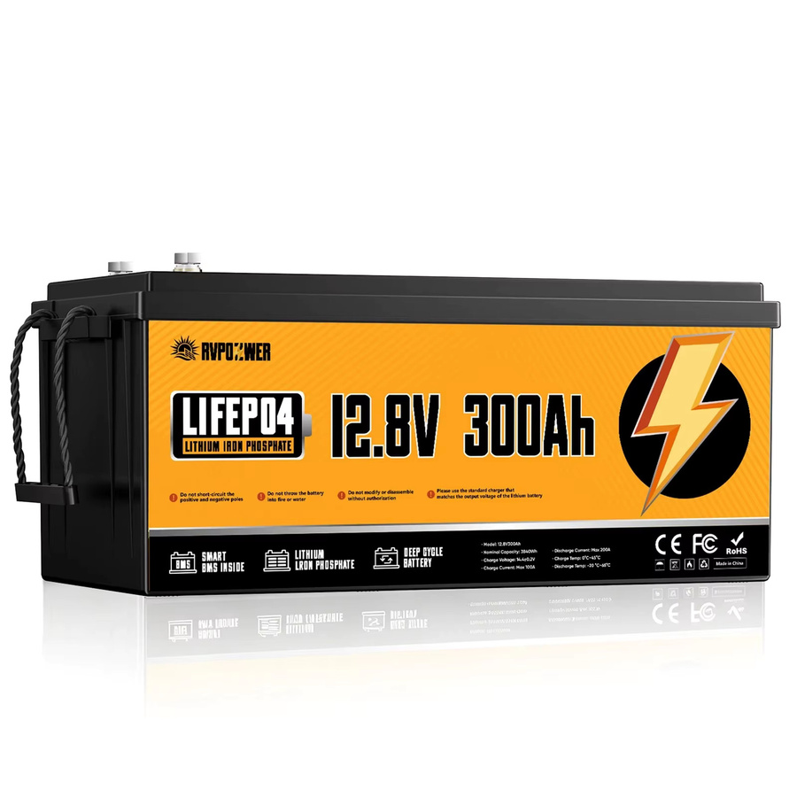 RVPOZWER 12V 300Ah LiFePO4 Batterie mit 200A BMS in Schwarz für Wohnmobile, Solaranlagen und Heimenergie - Bild 8