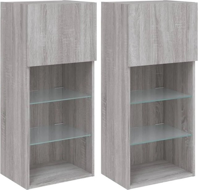 vidaXL TV-Schränke mit LED-Beleuchtung im 2er-Set, Grau Sonoma, B/T/H: 40,5 x 30 x 90 cm - Bild 1