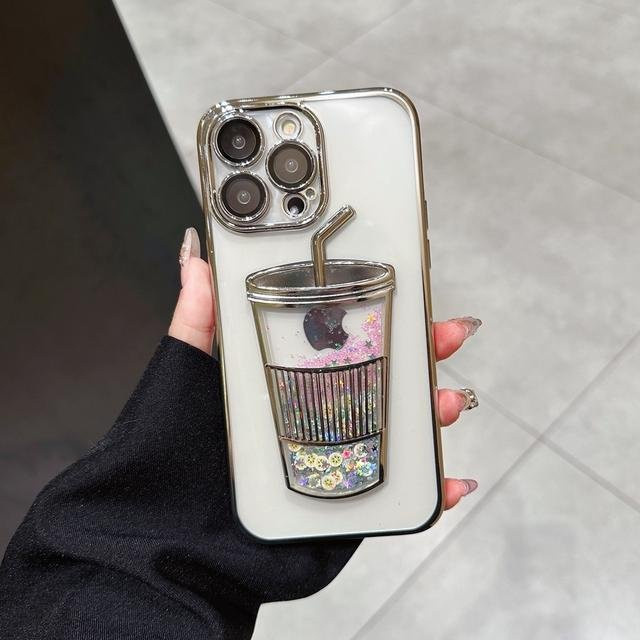 Ytamine Pailletten Treibsand Handyhülle für iPhone 11 12 13 14 Pro Max, Transparent Silber mit bunten Akzenten - Bild 1