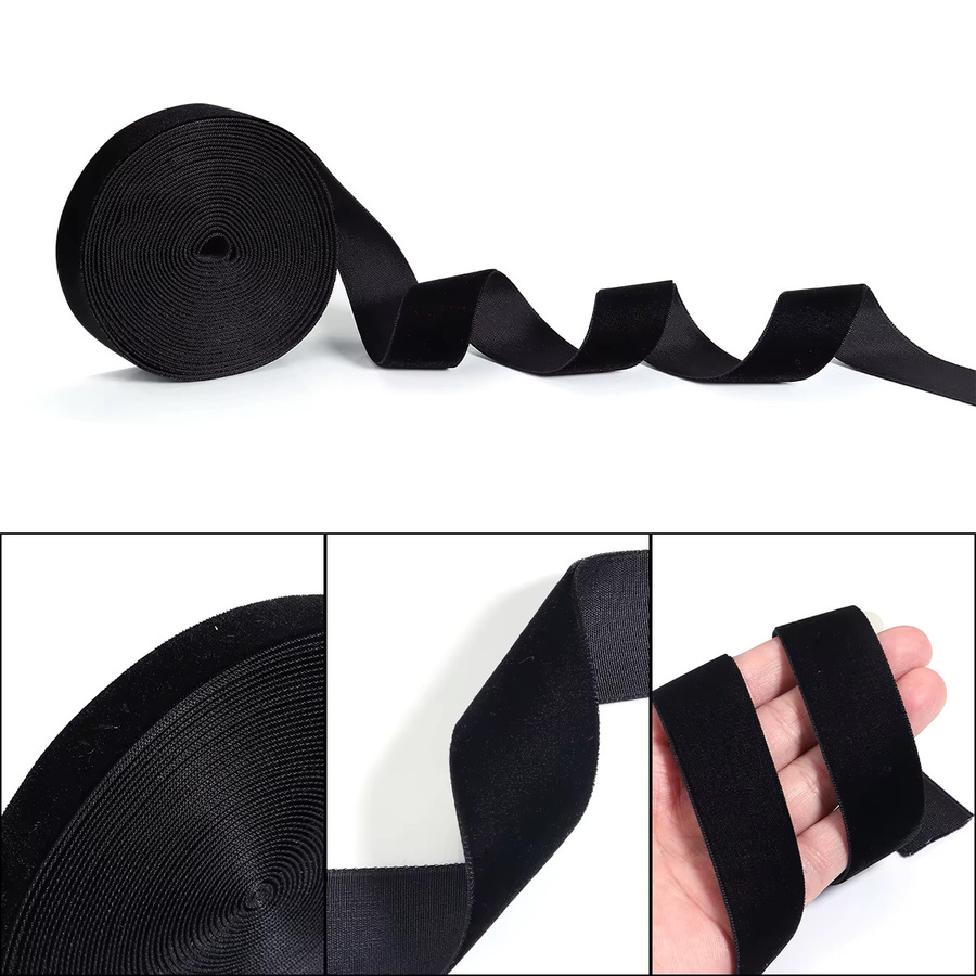 Schwarzes Samtband mit einseitiger Beflockung für DIY Dekoration und Geschenkverpackungen, Breite: 6 mm bis 38 mm - Bild 6