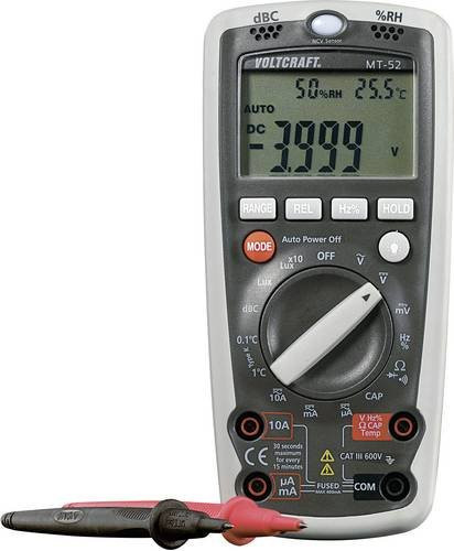 Voltcraft MT-52 Digitales Hand-Multimeter mit Umwelt-Messfunktion CAT III 600V in Grau - Bild 1