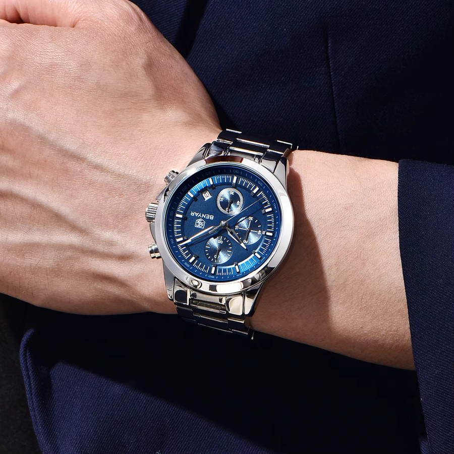BENYAR Chronograph, Quarz, Leder, Herren, 5 ATM - Bild 2