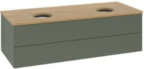 V&B Waschtischunterschrank Antao ohne Frontstruktur in Eiche honig und grau grün, B/T/H: 120 x 36 x 50 cm - Bild 1