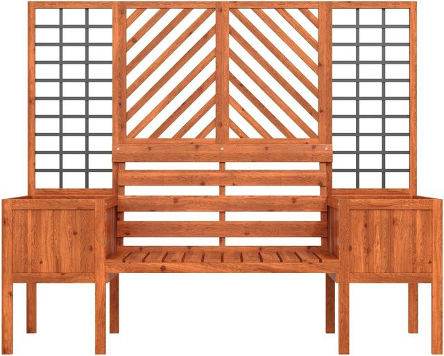 PXloue Pflanzkübel mit Spalier und Sitz aus Massivholz Tanne in Natur Braun, H: 170 cm, B: 145 cm, T: 42 cm - Bild 1