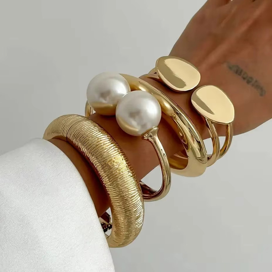Ingemark Armreifen, Gold, Perle, Vintage, Unisex - Bild 2