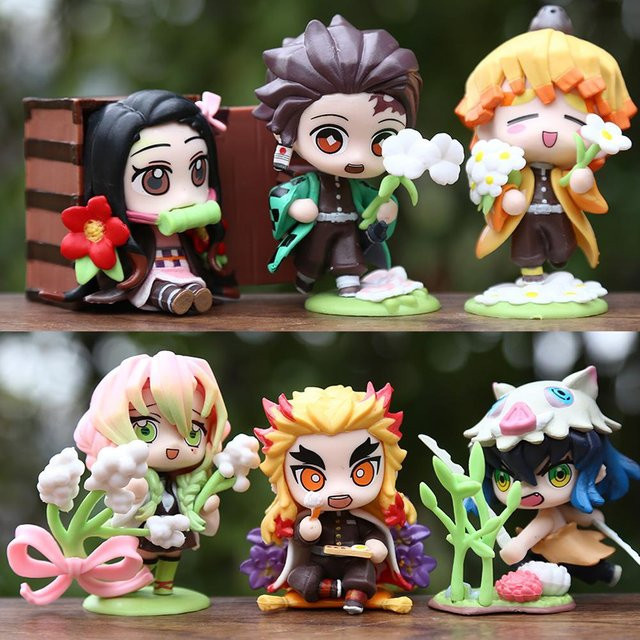 Discover Intime Demon Slayer Tanjiro Kamado Nezuko Figur, 6-teiliges Set, ab 14 Jahren - Bild 1