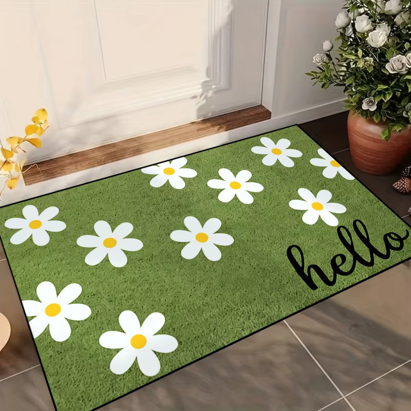 VIKAMA Daisy Floral Willkommens-Fußmatte, grün, rutschfest, B/T: 60 x 40 cm - Bild 2