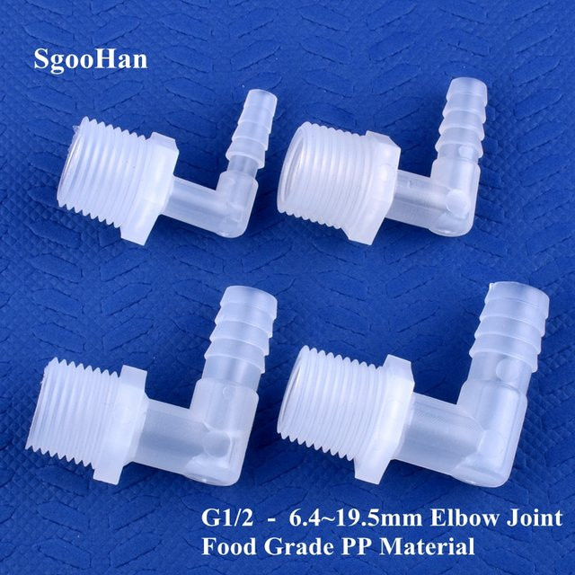 SgooHan Pagoden-Adapter G1/2 Außengewinde aus PP für Luftpumpen und Aquarien, transparent, 6,4 bis 19,5 mm Schlauchanschluss - Bild 1