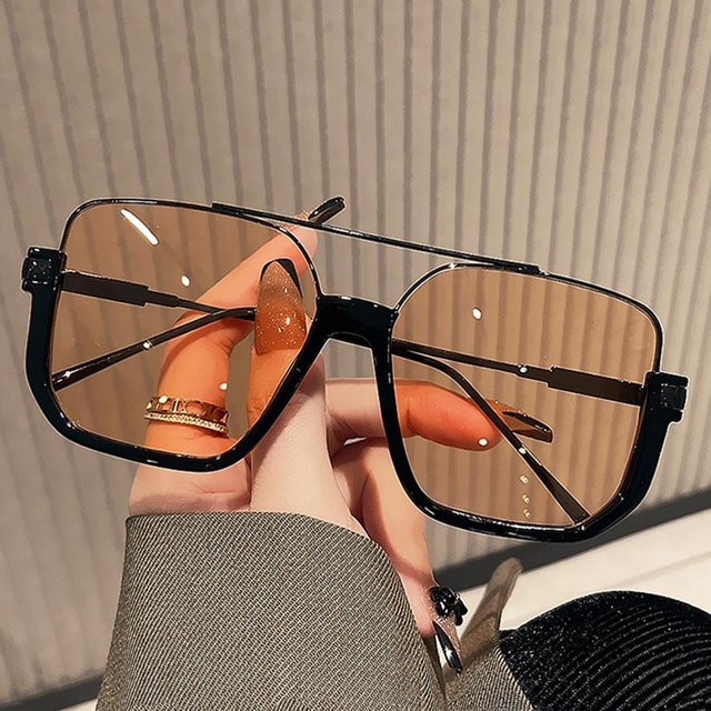 Sonnenbrille Square, Halb Metall Rahmen, Krokodil, Unisex - Bild 1