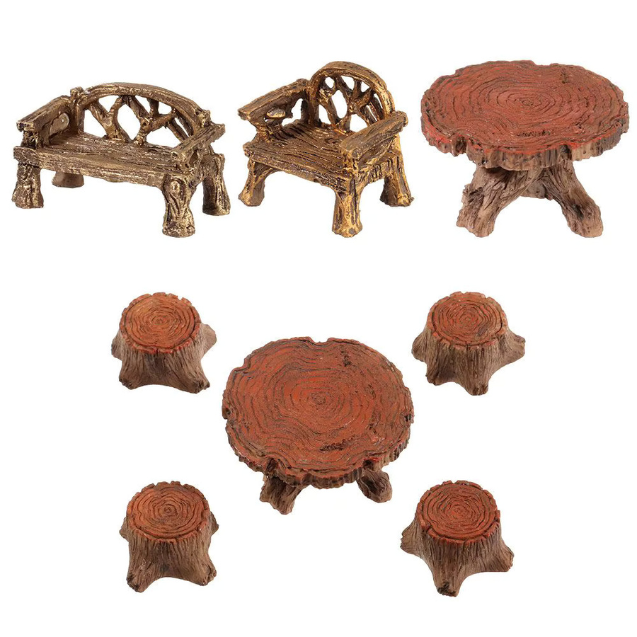 Miniatur Hocker und Tisch Set von KANNERT für Puppenhaus und Garten Dekoration - Bild 2