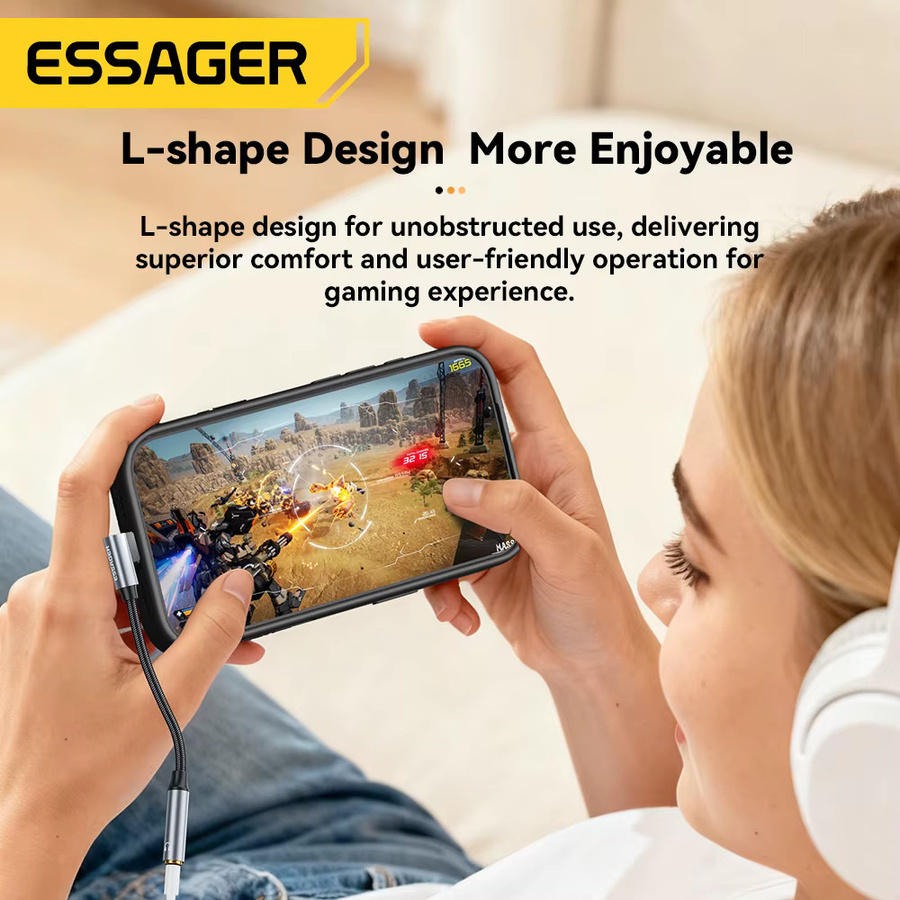 Essager L-förmiger USB-C auf 3,5 mm Klinkenadapter für iPhone 16, 15 und Samsung sowie Lightning auf 3,5 mm Kopfhöreradapter für iPhone 14, 13 - Bild 2