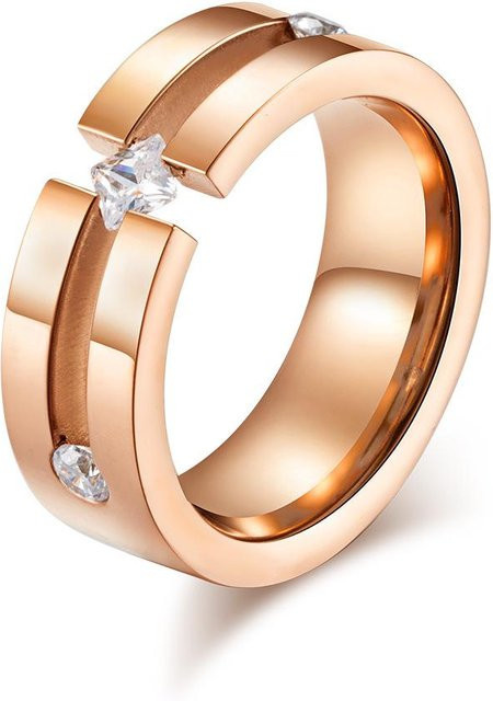 Cardstone Ring Edelstahl, Diamant, Roségold, Unisex, Größe 6 - Bild 1