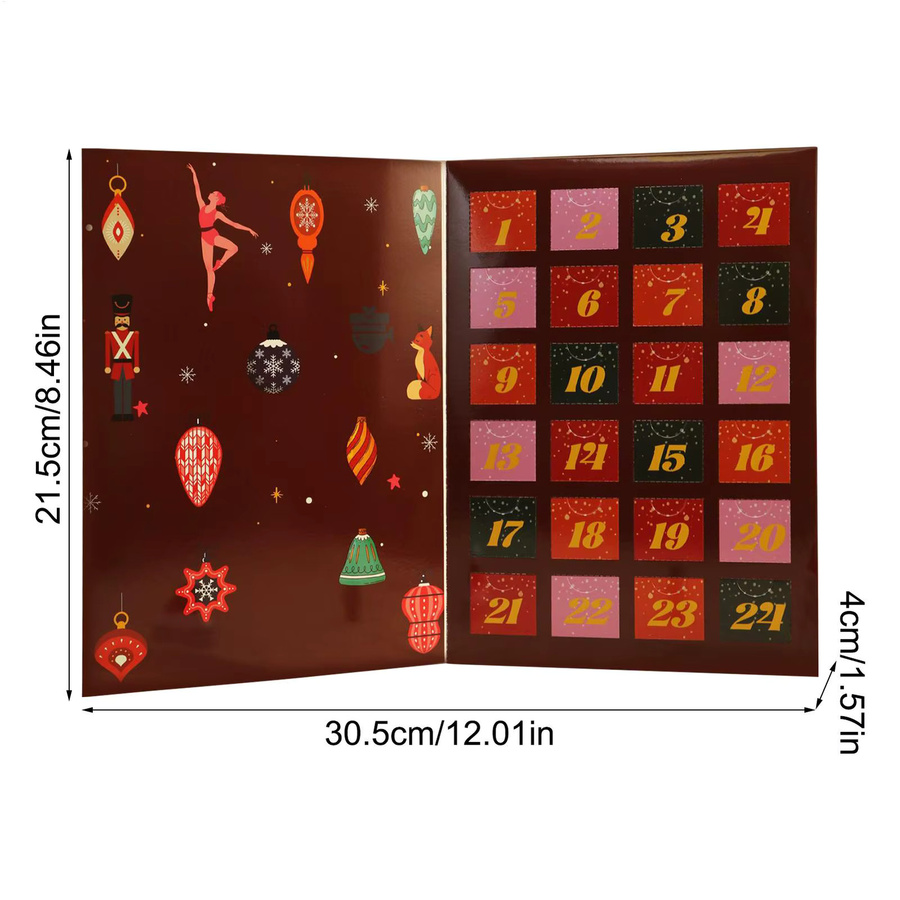 Weihnachts-Countdown Kalender mit 24 leeren Sammlerboxen aus Papier in Rot - Bild 6