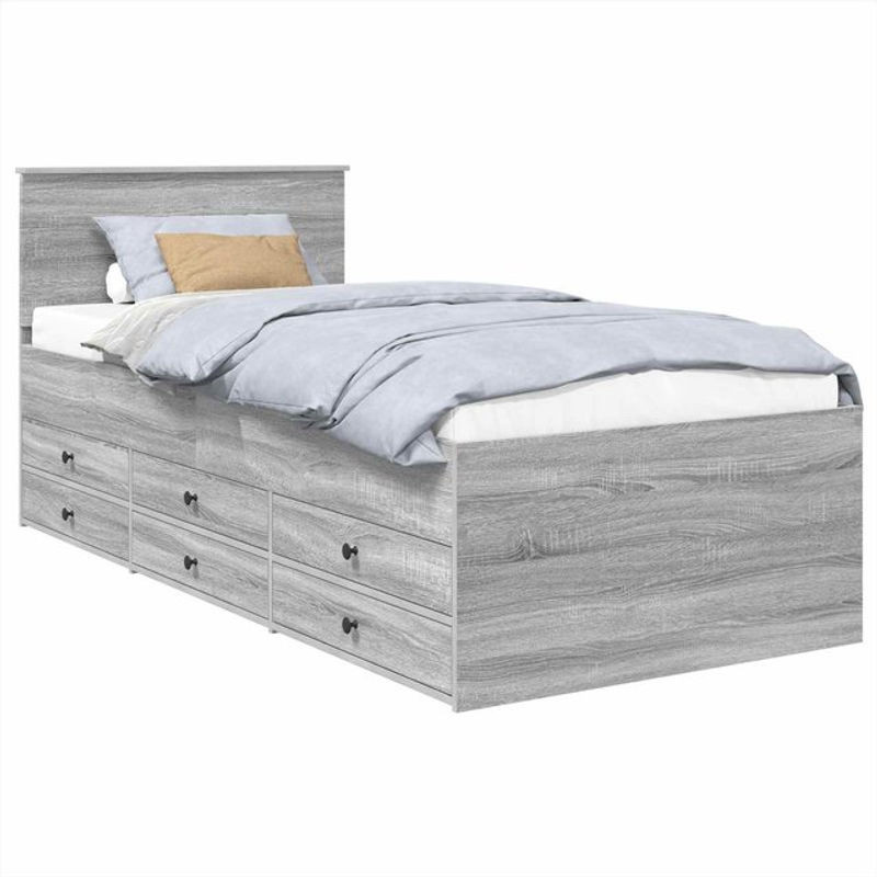 Modernes Funktionsbett vidaXL aus Holzwerkstoff in Grau Sonoma und Schwarz, B/H: 75 x 190 cm - Bild 1