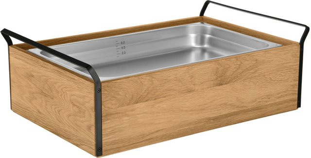 VEGA Buffet-Kühltablett Esino hoch GN 1/1 aus Edelstahl in Eiche, Schwarz und Edelstahl, B/T/H: 38,6 x 61,9 x 20,9 cm - Bild 1