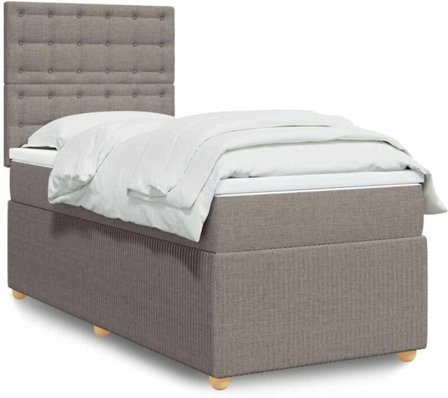 vidaxl Boxspringbett mit Matratze in Taupe meliert aus Stoff, B/T: 100 x 200 cm - Bild 1