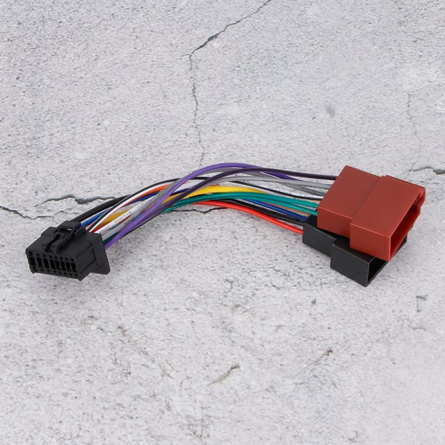 Qiilu 16-poliger Stereo-Kabelbaum mit 16-poligem Anschluss auf ISO 8-poligen Stecker in Multicolor für Fahrzeuge ab Baujahr 2003 - Bild 1