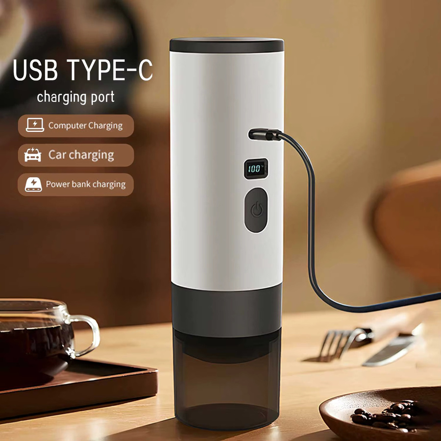 Tinsol 3-in-1 Tragbarer Kaffeebereiter mit automatischem Heizer, 20 Bar Espresso-Kaffeemaschine für Kapseln, Farbe: Weiß - Bild 3