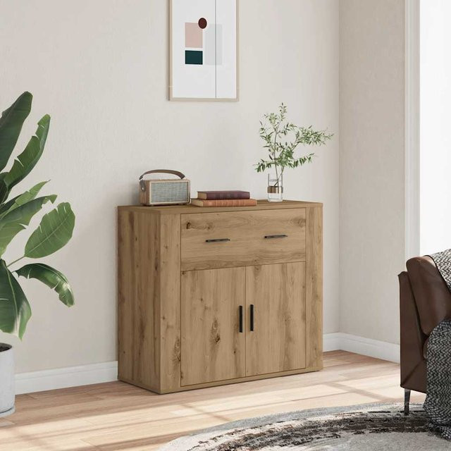 vidaXL Sideboard Artisan-Eiche aus Holzwerkstoff, Farbe Braun, B/T/H: 80 x 33 x 70 cm - Bild 2